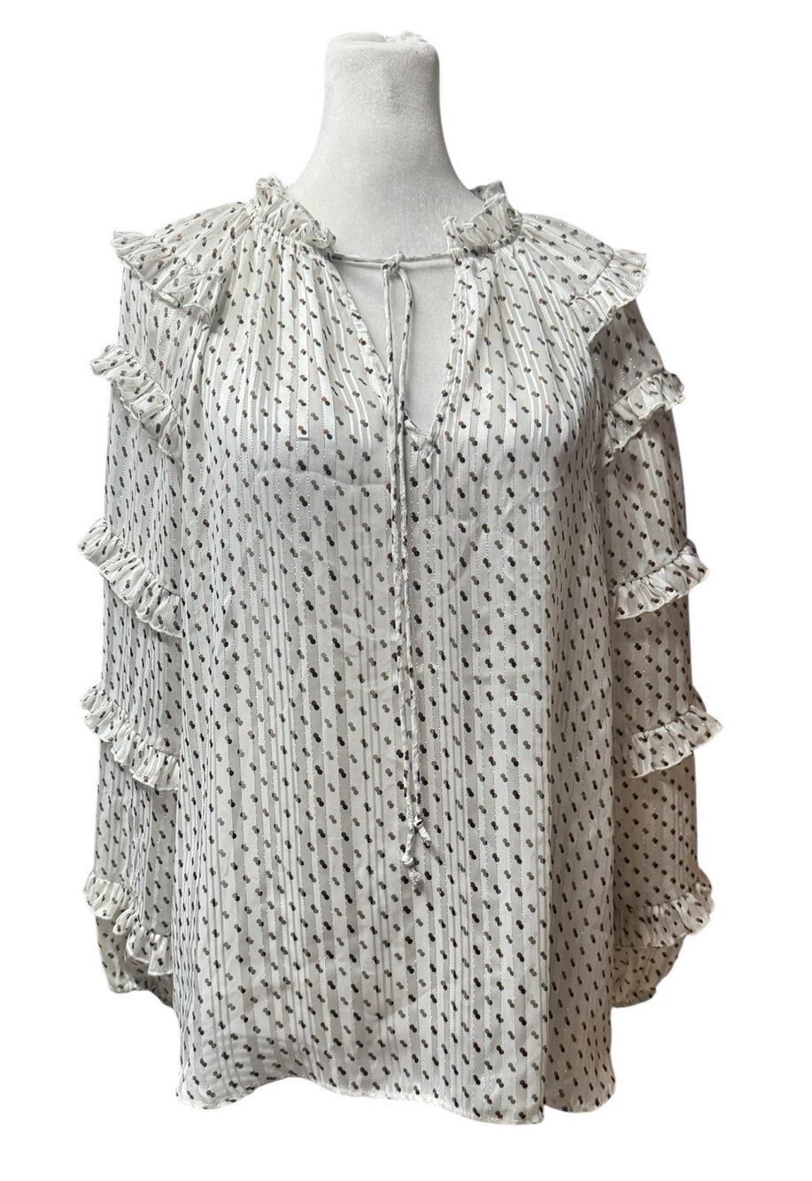 Boho Chic Sheer Top Cottagecore Romantic Ruffle Blouse Womens Express Sz Small